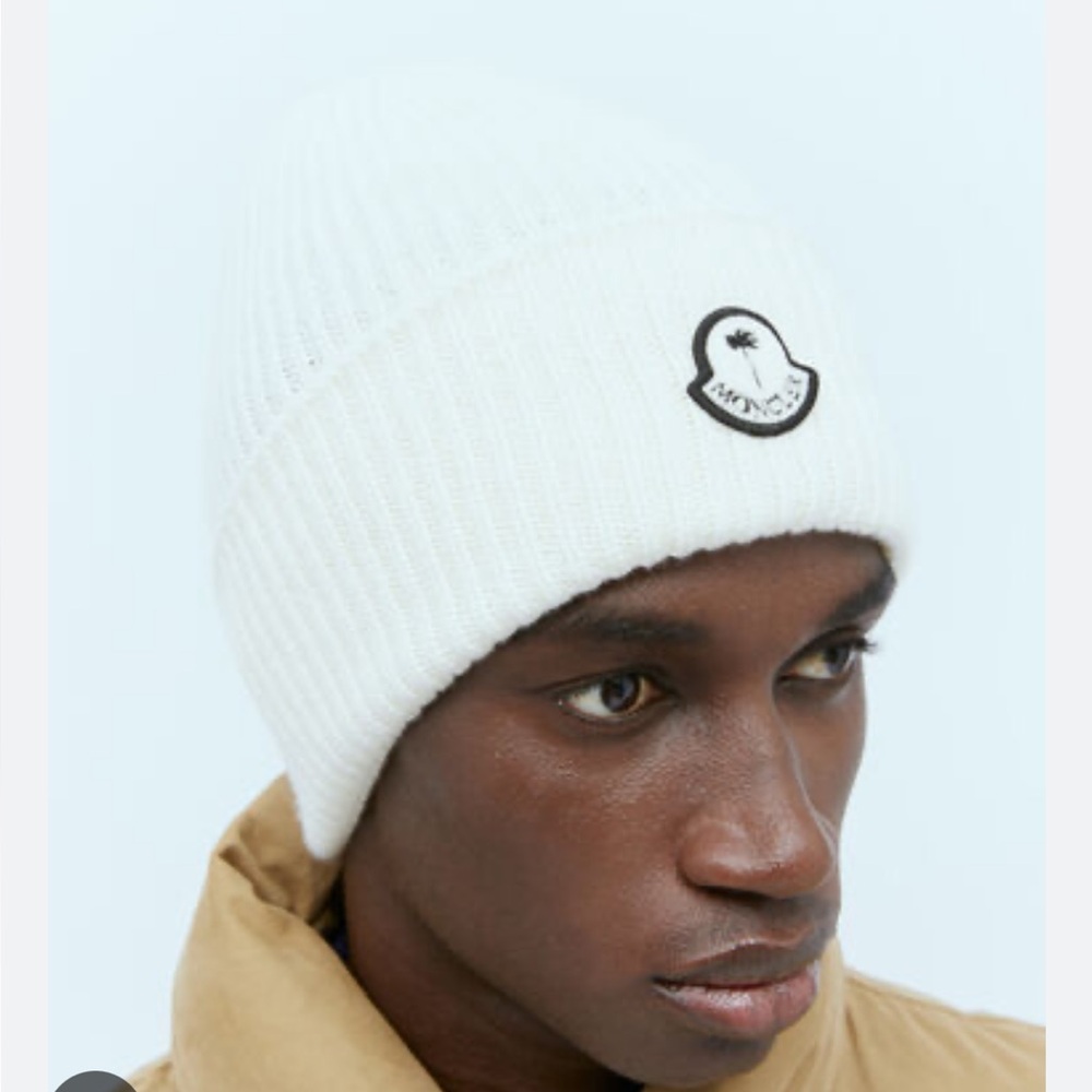 Moncler & Palm Angels Ivory Knit Hat - Picture 2 of 7